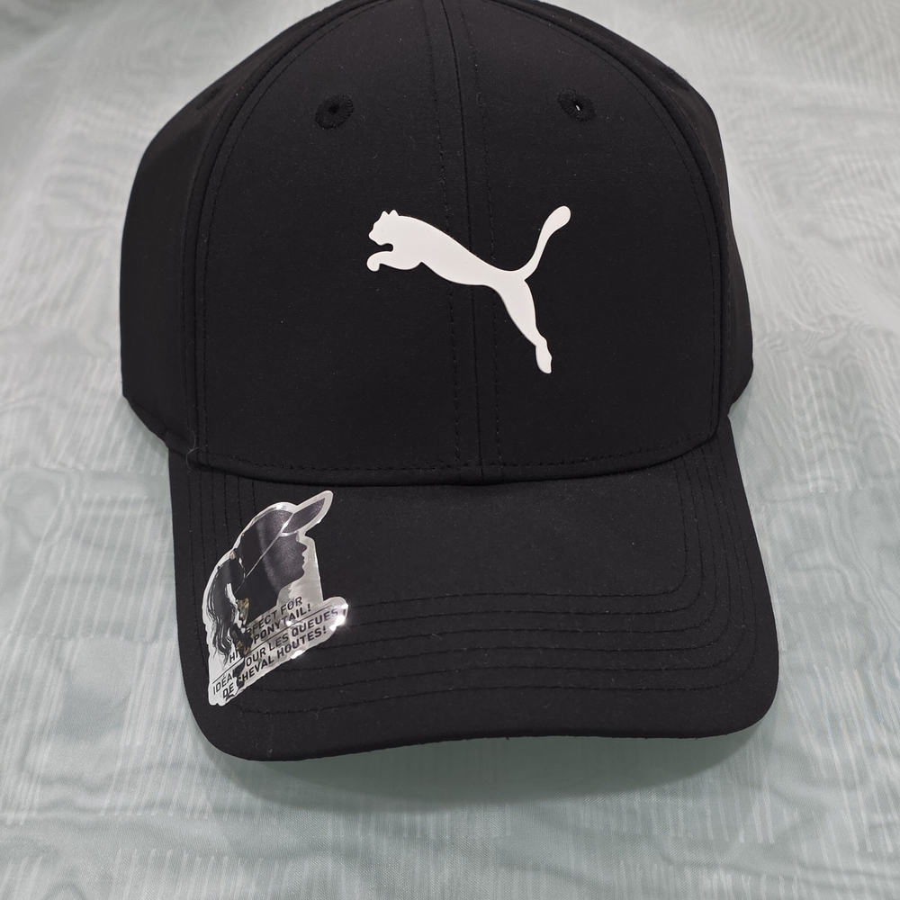 Puma Pet Cap in Black with White Logo